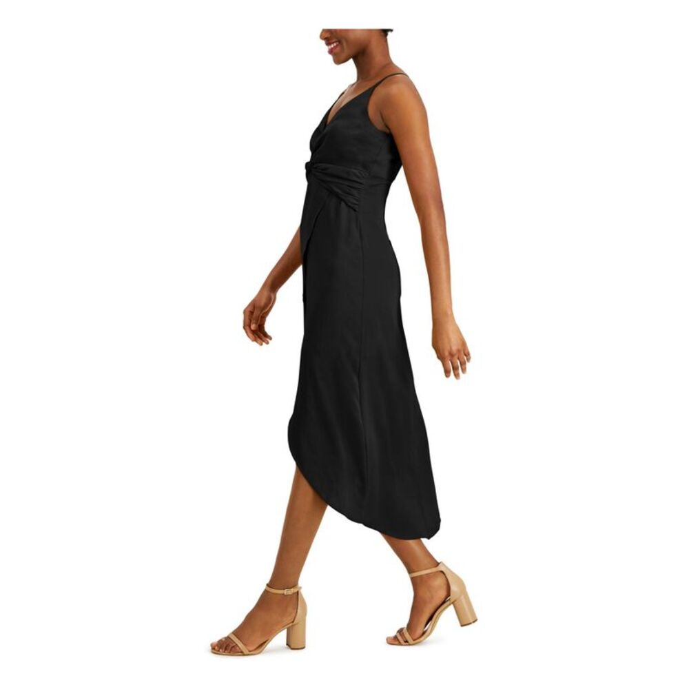 BAR III DRESSES Womens Black Spaghetti Strap V Neck Midi Hi-Lo Dress L - Picture 3 of 4